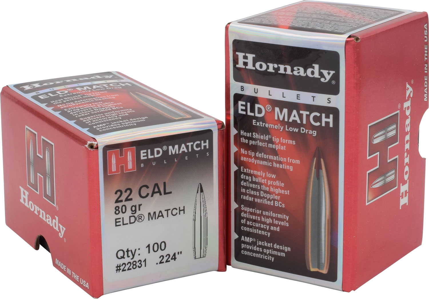 Hornady 22831 ELD Match 22 Cal .224 80 gr Extremely Low Drag Match 100 Per Box/ 25 Case