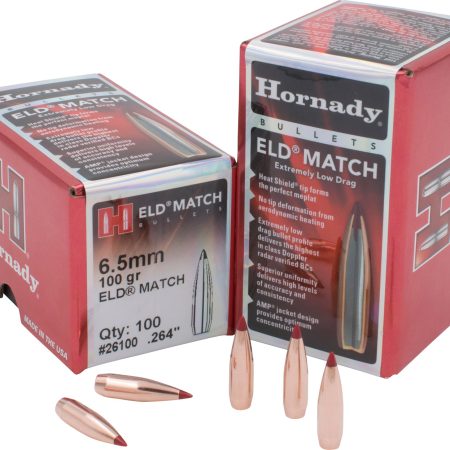 Hornady 26100 ELD Match 6.5mm .264 100 gr Extremely Low Drag Match 100 Per Box/ 25 Case