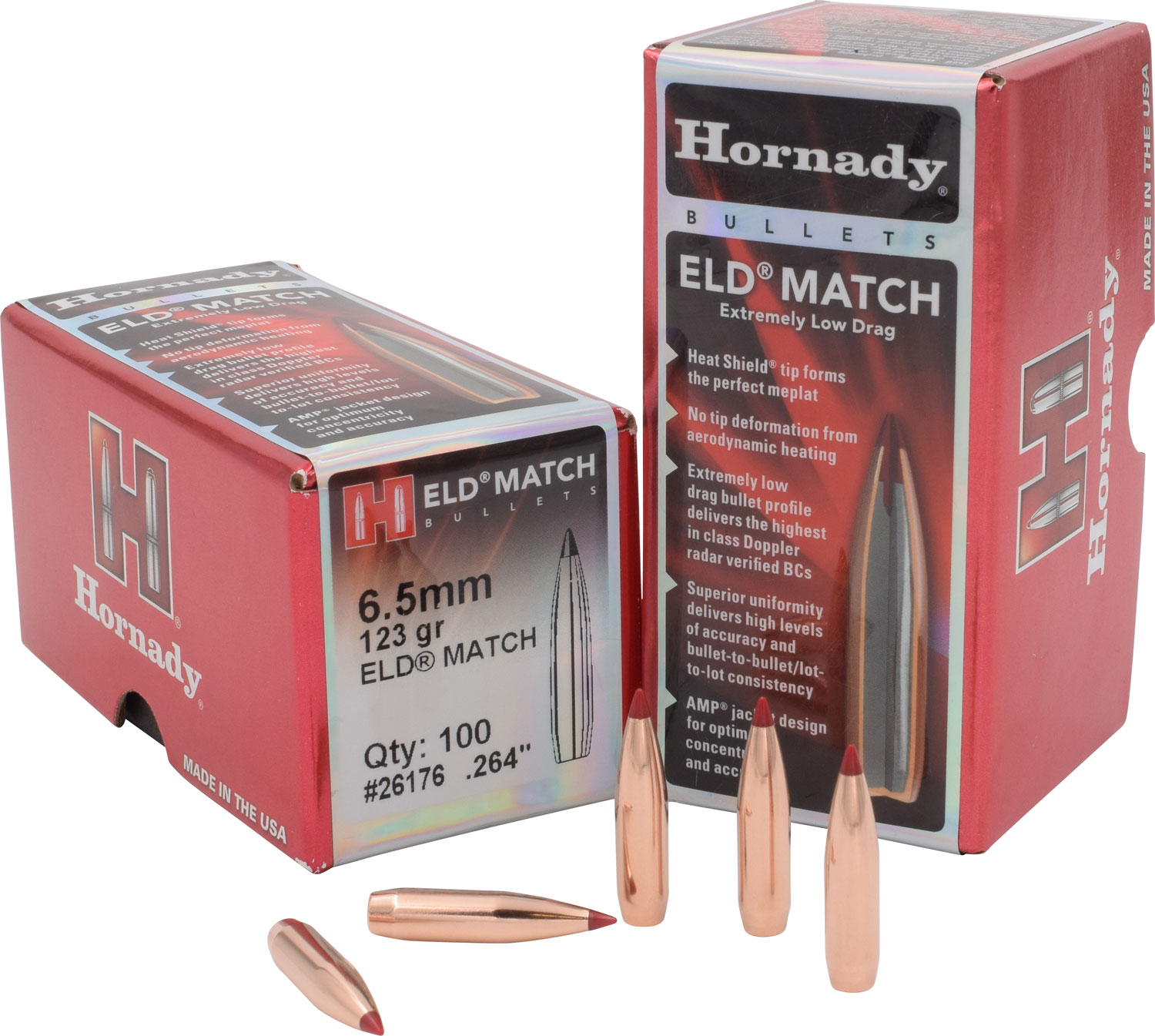 Hornady 26176 ELD Match 6.5mm .264 123 gr Extremely Low Drag Match 100 Per Box/ 25 Case