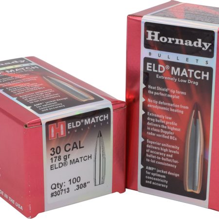 Hornady 30713 ELD Match  30 Cal .308 178 gr Extremely Low Drag Match 100 Per Box/ 15 Case