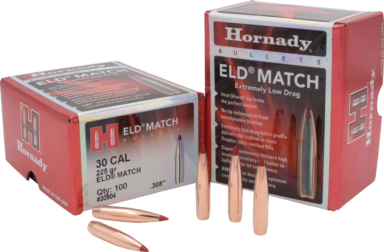 Hornady 30904 ELD Match 30 Cal .308 225 gr Extremely Low Drag Match 100 Per Box/ 15 Case