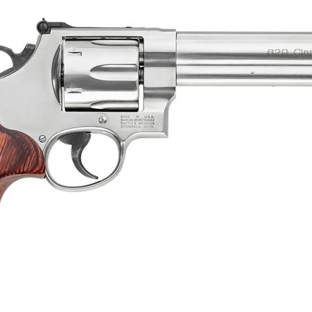 Smith & Wesson 150714 Model 629 Deluxe 44 Rem Mag or 44 S&W Spl Stainless Steel 6.50" Barrel & 6rd Cylinder, Satin Stainless Steel N-Frame, Textured Wood Grip