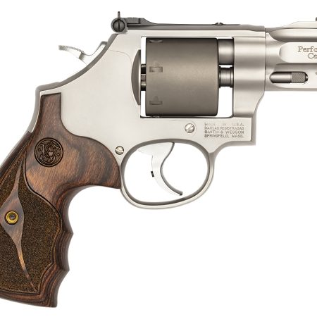 Smith & Wesson 10227 Performance Center Model 986 9mm Luger 7rd 2.50" Stainless Steel Barrel with Recessed Crown, Unfluted Cylinder, Stainless Steel Frame with Custom Wood Grip Includes Moon Clips