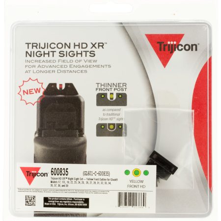Trijicon 600835 HD XR Night Sights Green/Tritium Yellow Outline Front Sight-Green Tritium Black Outline Rear Sight Glock 17/17L/19/22 Standard Frame