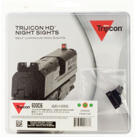 Trijicon 600836 HD XR Night Sights Green/Tritium Orange Outline Front Sight-Green Tritium Black Outline Rear Sight Glock 17/17L/19/22 Standard Frame