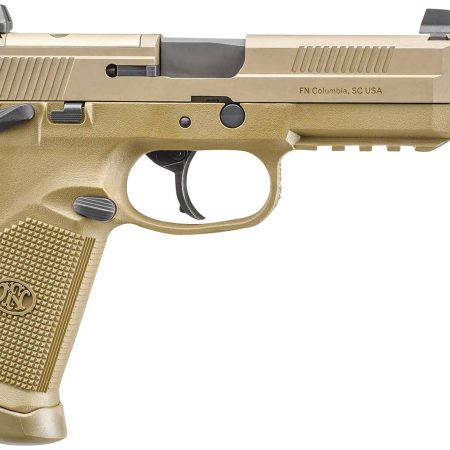 FN 66982 FNX Tactical 45 ACP 10+1 5.30" Black Steel Threaded Barrel, Flat Dark Earth Optic Cut/Serrated Steel Slide & Polymer Frame w/Picatinny Rail, FDE Interchangeable Backstrap Grip, Ambidextrous