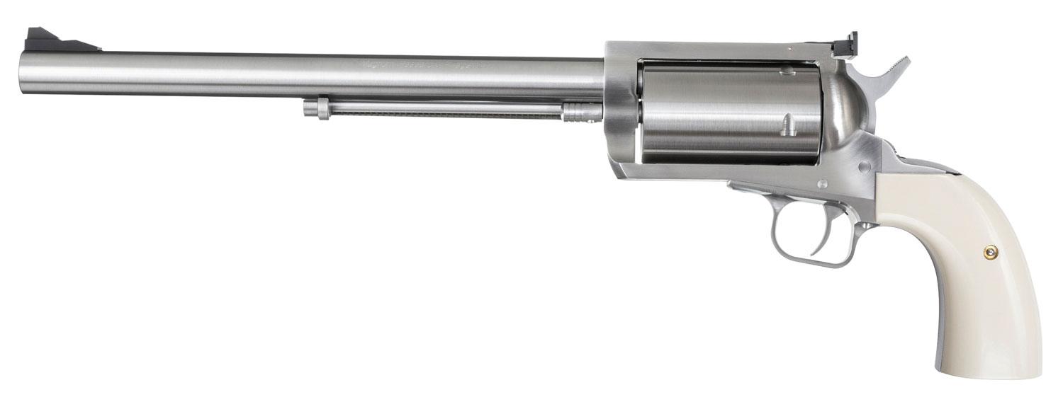 Magnum Research BFR500SW10B BFR Long Cylinder Extra Large 500 S&W Mag 5 Shot 10" Brushed Stainless Steel Barrel, Cylinder & Frame, Bisley White Laminate Grip, Exposed Hammer