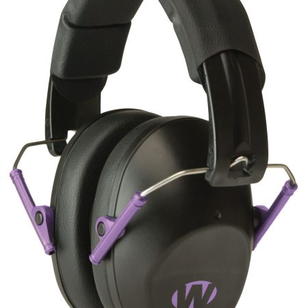 Walker's GWPFPM1BKPU Pro Low Profile Passive Muff 22 dB Over the Head Black/Purple Accent Polymer