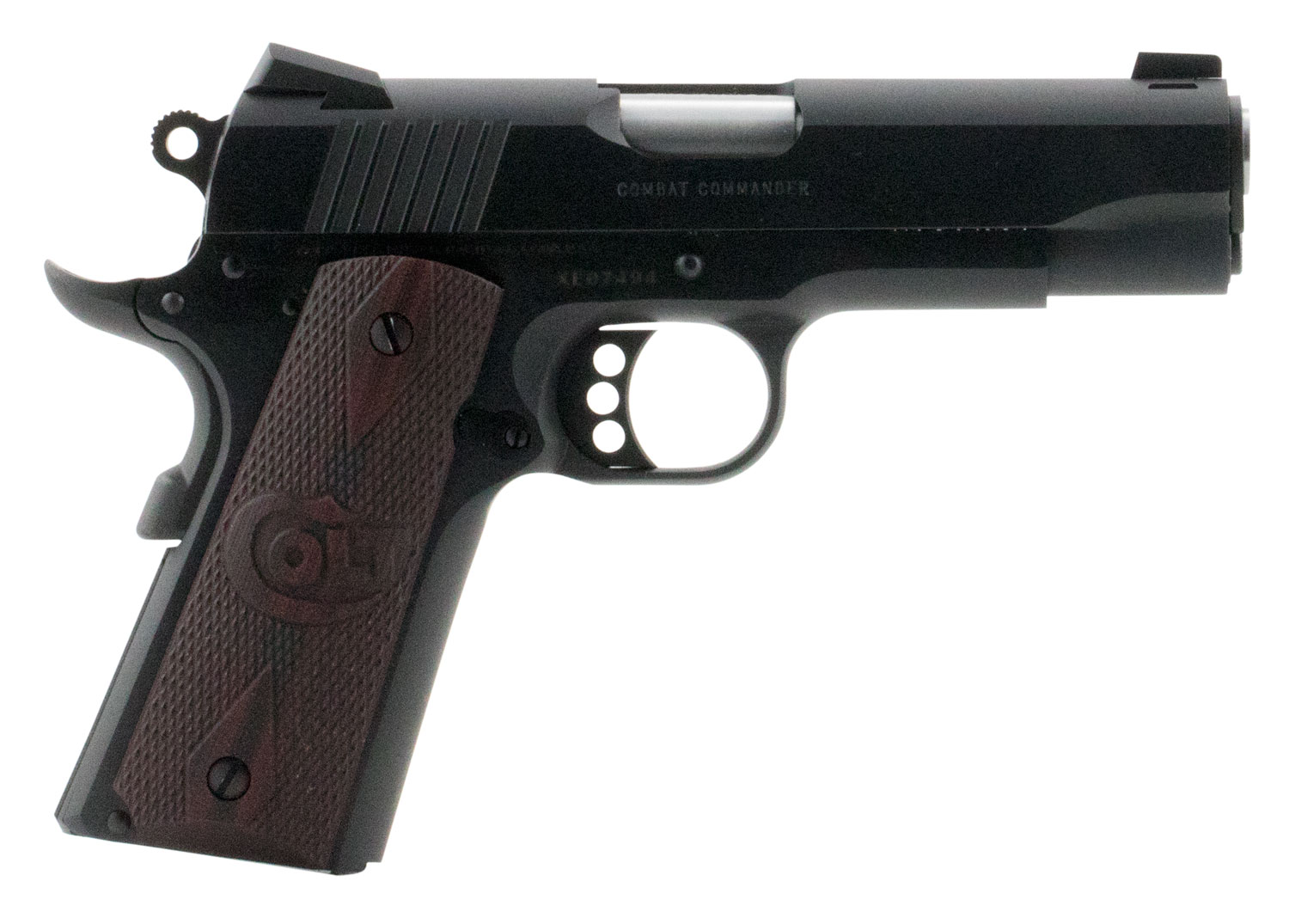 Colt Mfg O4940XE Commander Combat 45 ACP 8+1 4.25" Black Steel Barrel, Blued Serrated Slide & Carbon Steel Frame w/Beavertail, Black Cherry Checkered G10 Grips, Ambidextrous