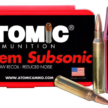 Atomic Ammunition 00429 Rifle Subsonic 223Rem 77gr Hollow Point Boat Tail 50 Per Box/10 Case