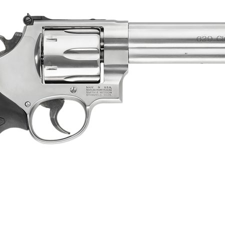 Smith & Wesson 163638 Model 629 Classic 44 Rem Mag or 44 S&W Spl Stainless Steel 6.50" Barrel & 6rd Cylinder, Satin Stainless Steel N-Frame, Red Ramp Front/White Outline Rear Sights