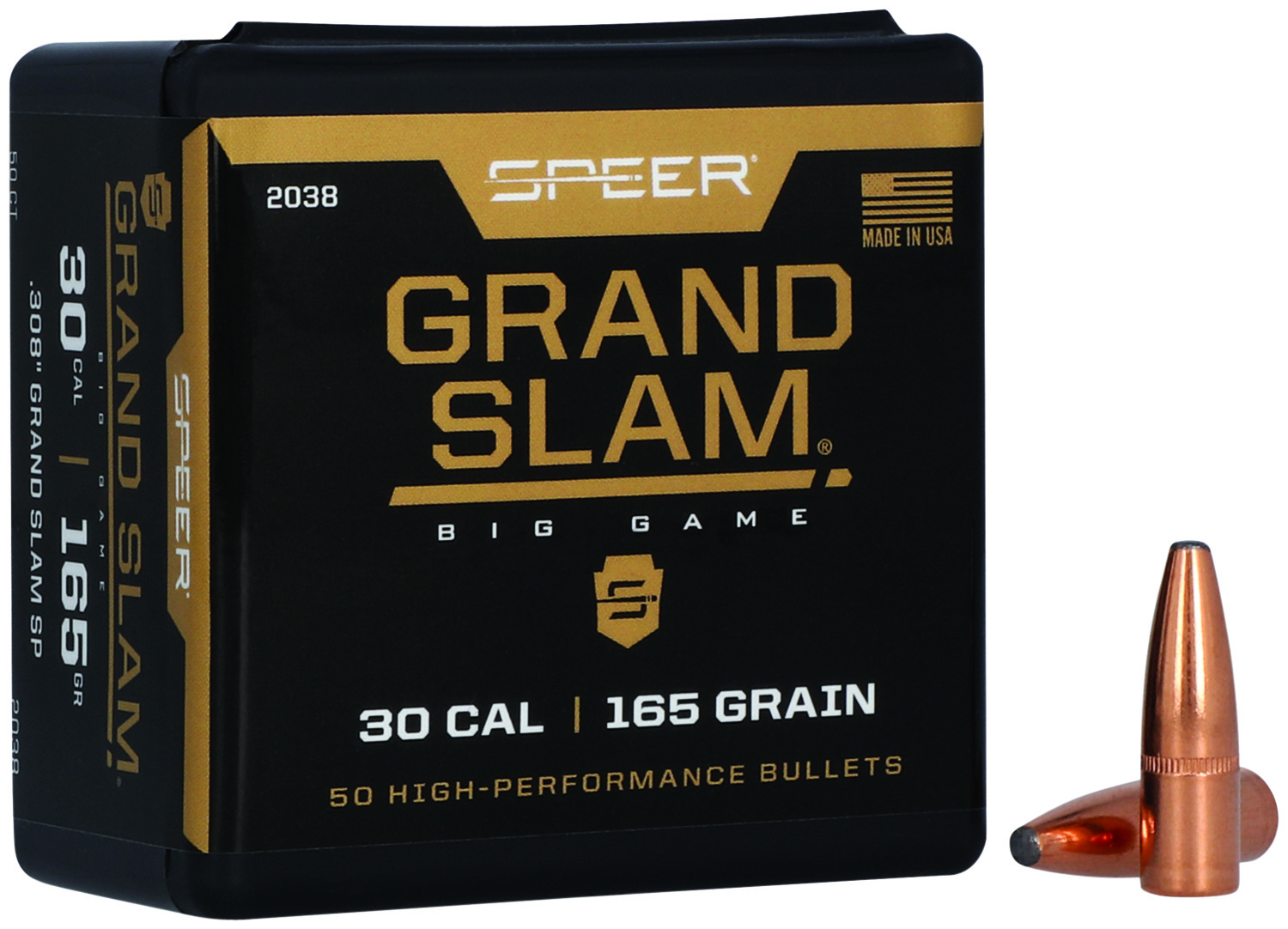 Speer 2038 Grand Slam 30Cal 165gr Soft Point 50 Per Box/5 Case