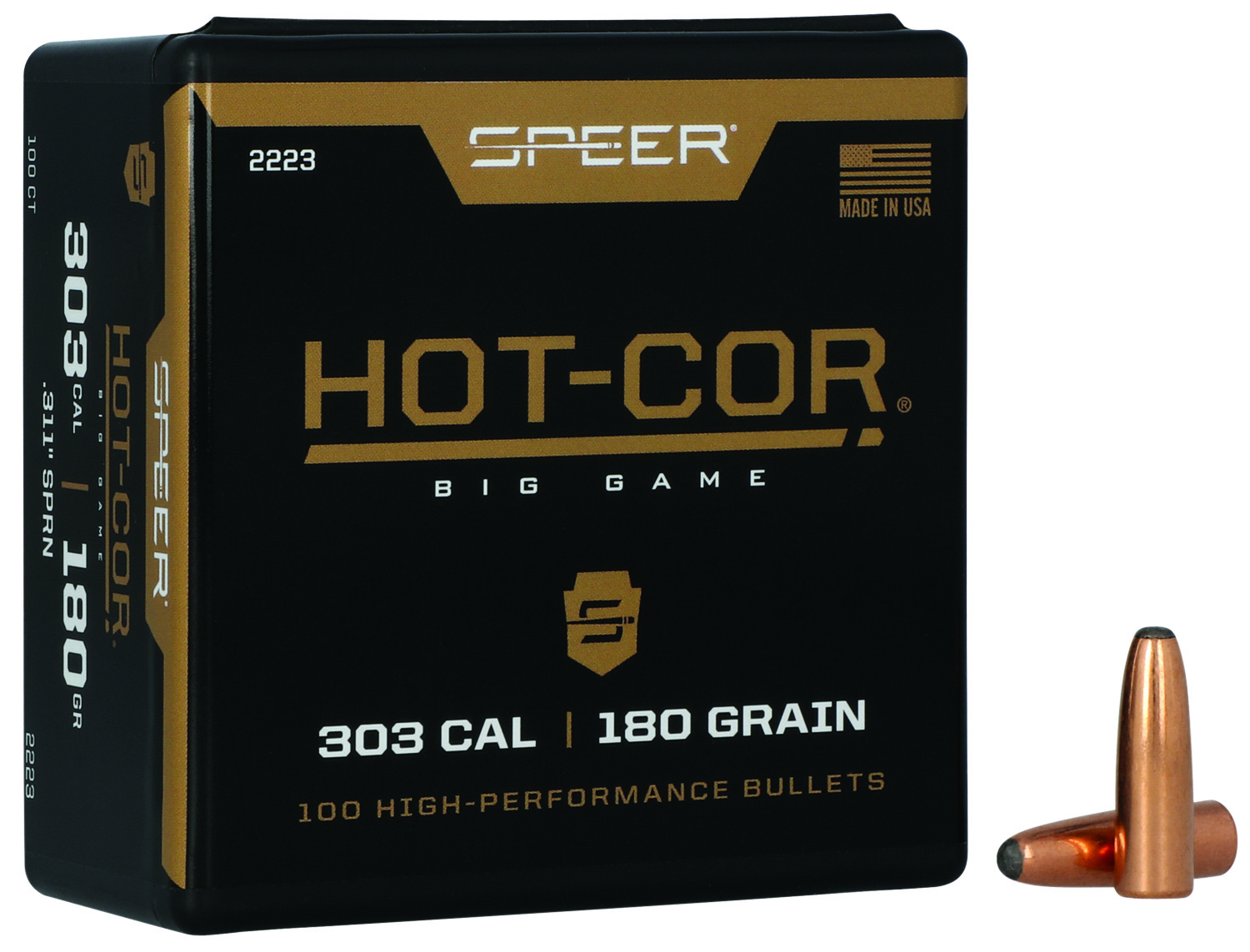 Speer 2223 Hot-Cor 303Cal 180gr Soft Point Round Nose 100 Per Box/5 Case