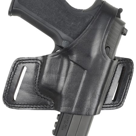 Bianchi 15718 Black Widow OWB Size 14 Black Leather Belt Slide Fits Glock 17 Fits Glock 19 Fits Glock 22 Right Hand