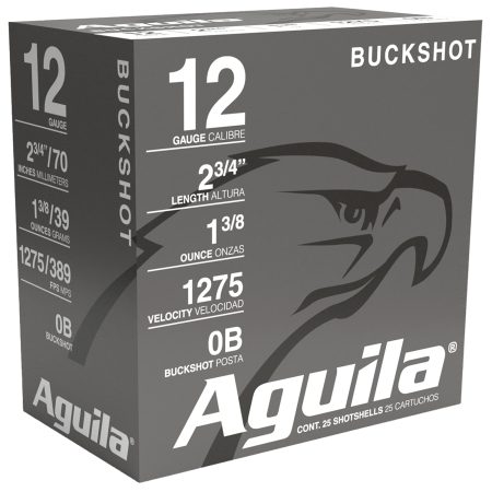 Aguila 1C1200BA Buckshot  12Gauge 2.75" 1 3/8oz 0Buck Shot 25 Per Box/10 Case