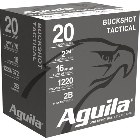 Aguila 1C2002BA Buckshot  20Gauge 2.75" 1oz 2Buck Shot 25 Per Box/10 Case