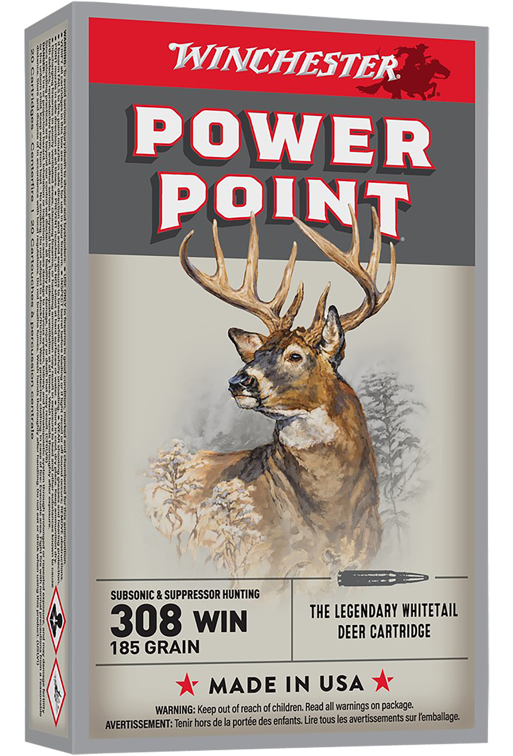 Winchester Ammo X308SUBX Power-Point 308Win 185gr 20 Per Box/10 Case