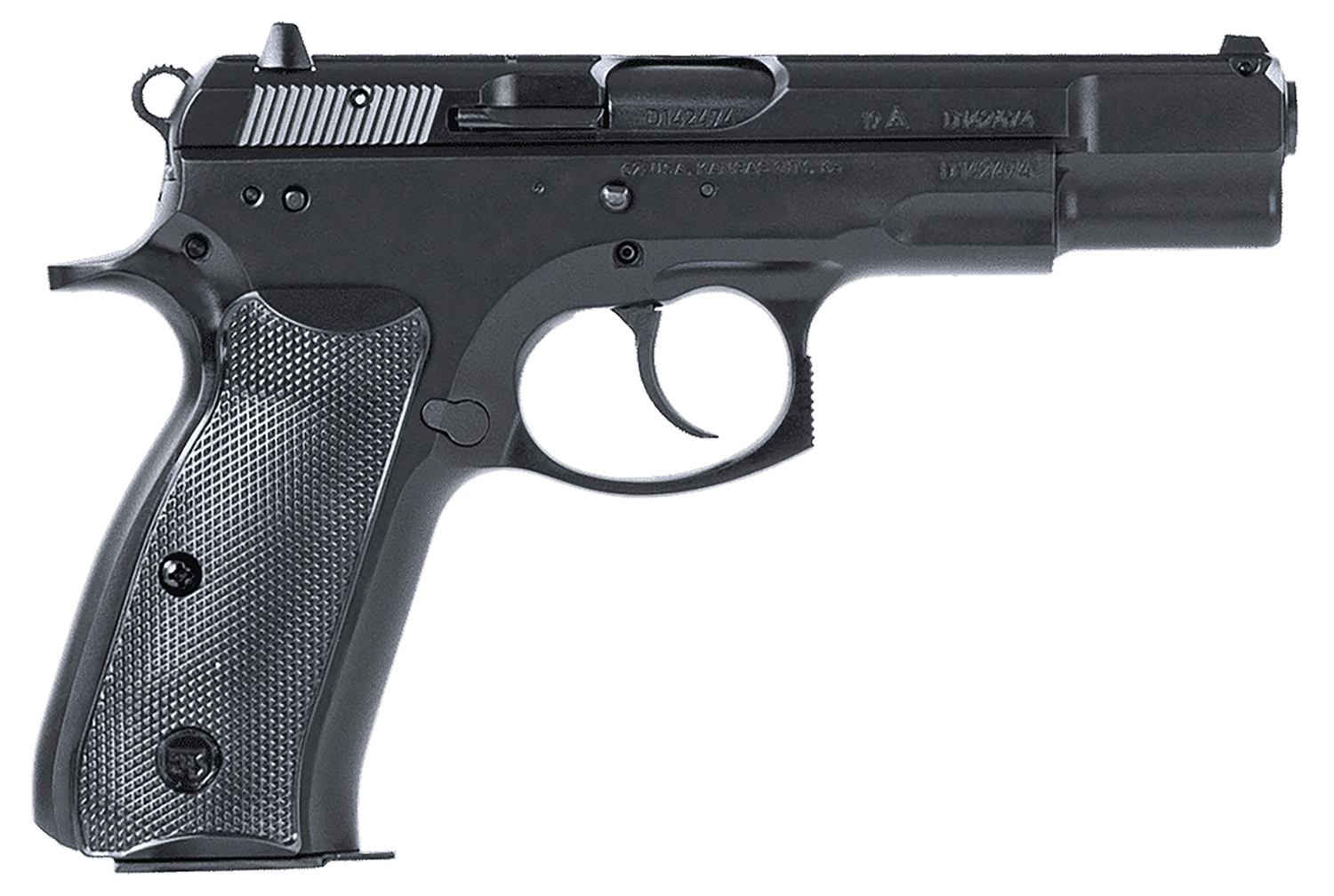 CZ-USA 01130 75BD 9mm Luger 10+1 4.60" Black Steel Barrel, Black Steel Serrated Slide, Black Polycoat Steel Frame w/Beavertail, Black Plastic Grip, Ambidextrous