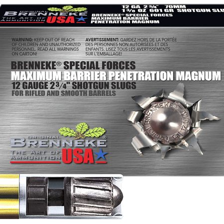 Brenneke SL122MBPM Special Forces Maximum Barrier Penetration Magnum 12Gauge 2.75" 1 3/8oz Slug Shot 5 Per Box/50 Case