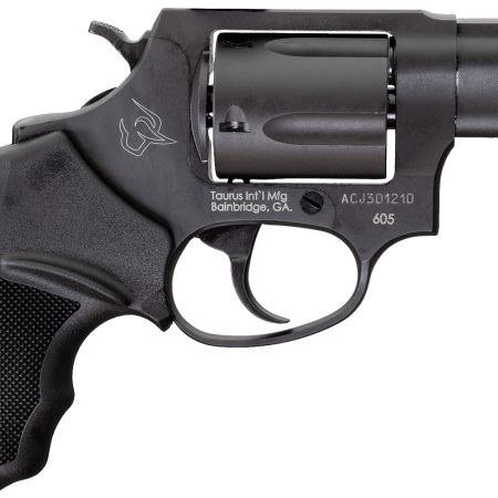 Taurus 2-605021 605  Small 357 Mag/38 Special +P 5 Shot 2" Matte Black Oxide Alloy Steel Barrel, Cylinder & Frame, Black Finger Grooved Rubber Grip, Transfer Bar, Safety Exposed Hammer