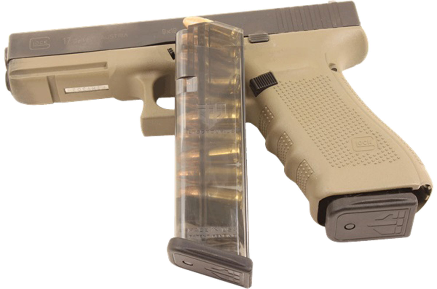 ETS Group GLK1710 Pistol Mags 10rd 9mm Luger Compatible w/ Glock 17/18/19/26/45/34 Clear Polymer