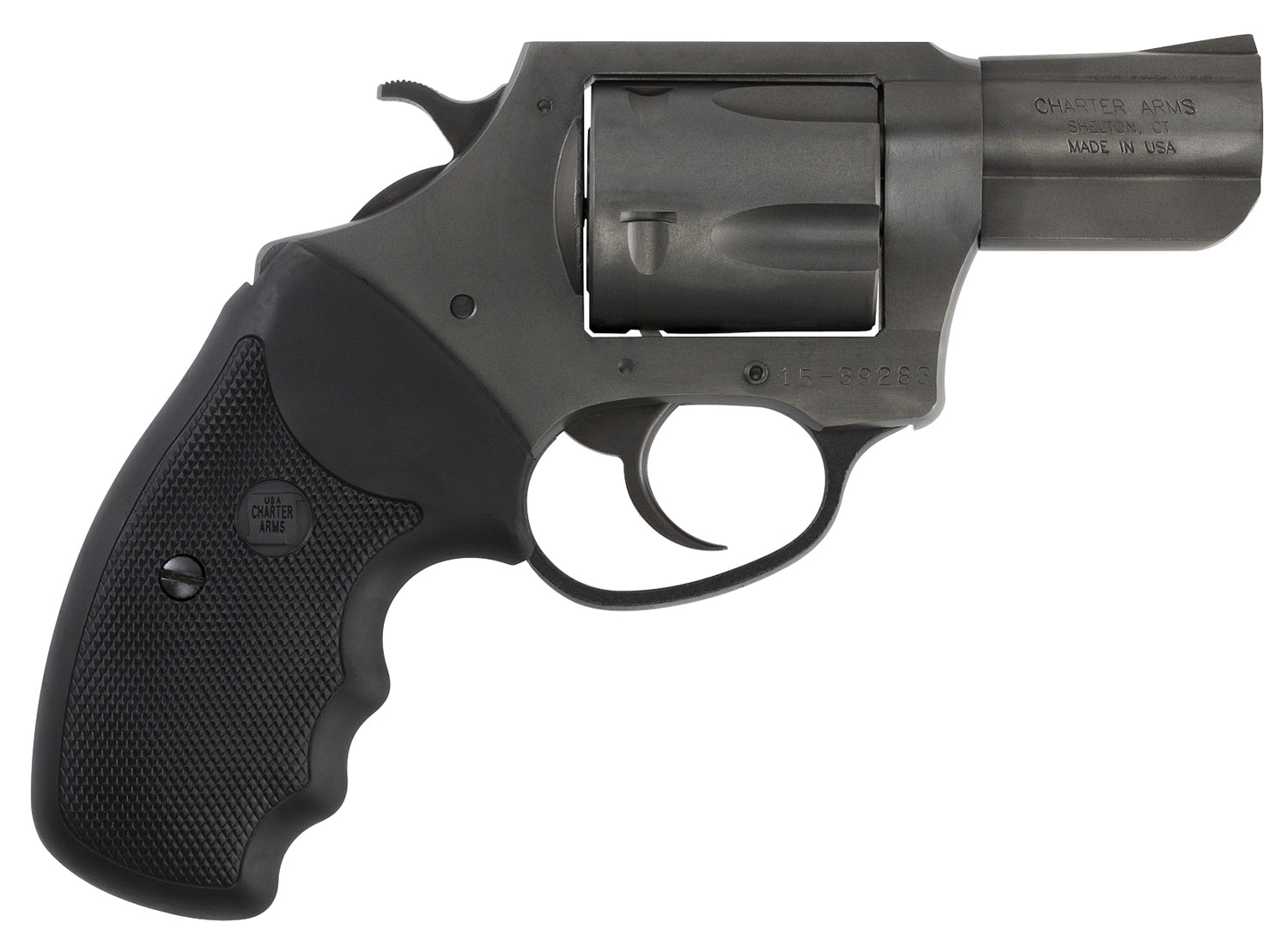 Charter Arms 64020 Pitbull Large 40 S&W, 5 Shot 2.30" Black Nitride Steel Barrel, Cylinder & Frame w/Black Finger Grooved Rubber Grip
