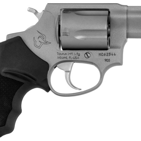Taurus 2-905029 905  Small 9mm Luger 5 Shot 2" Matte Stainless Steel Barrel, Cylinder & Frame, Black Finger Grooved Rubber Grip, Transfer Bar Safety, Exposed Hammer