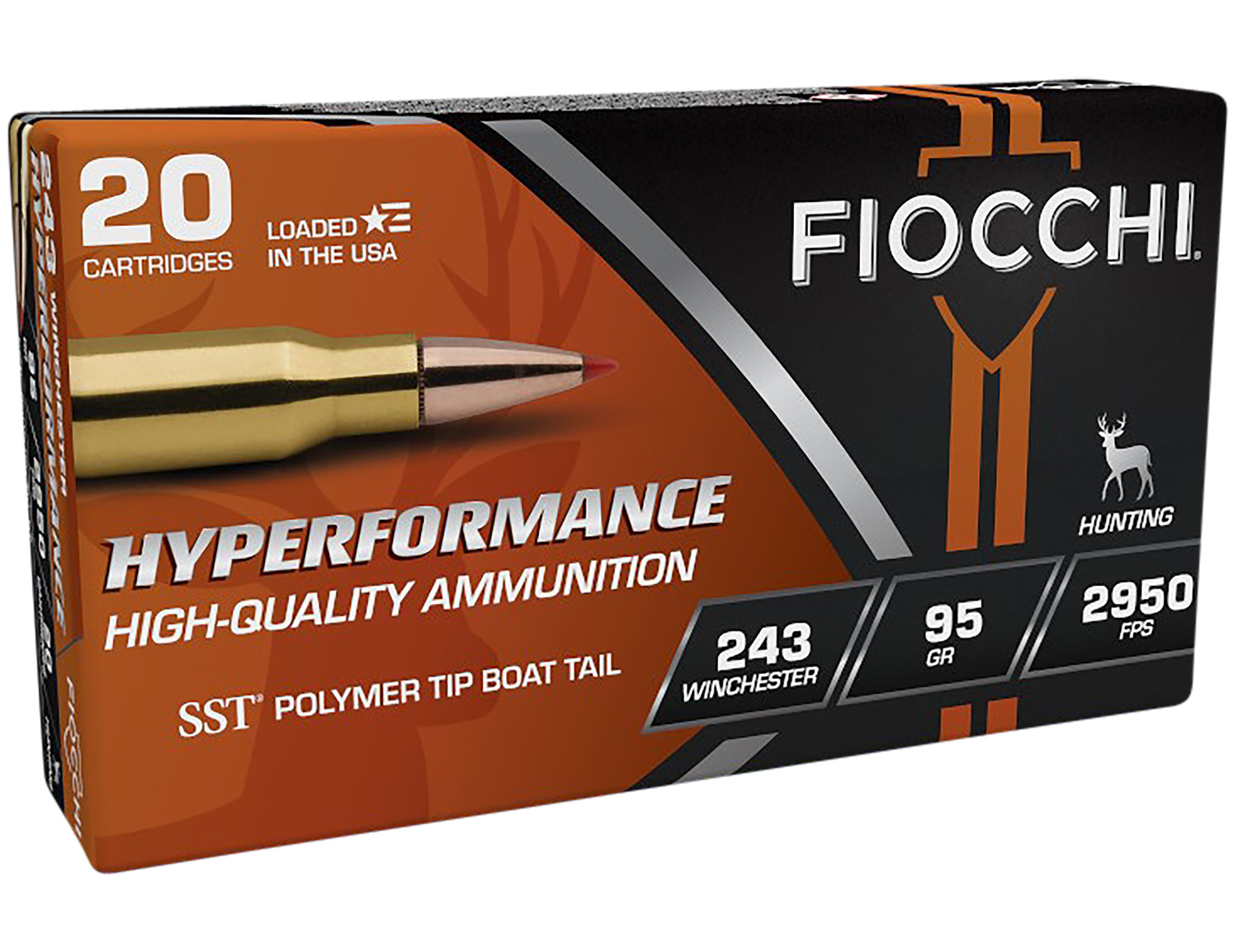 Fiocchi 243HSB Hyperformance 243Win 95gr Super Shock Tip 20 Per Box/10 Case