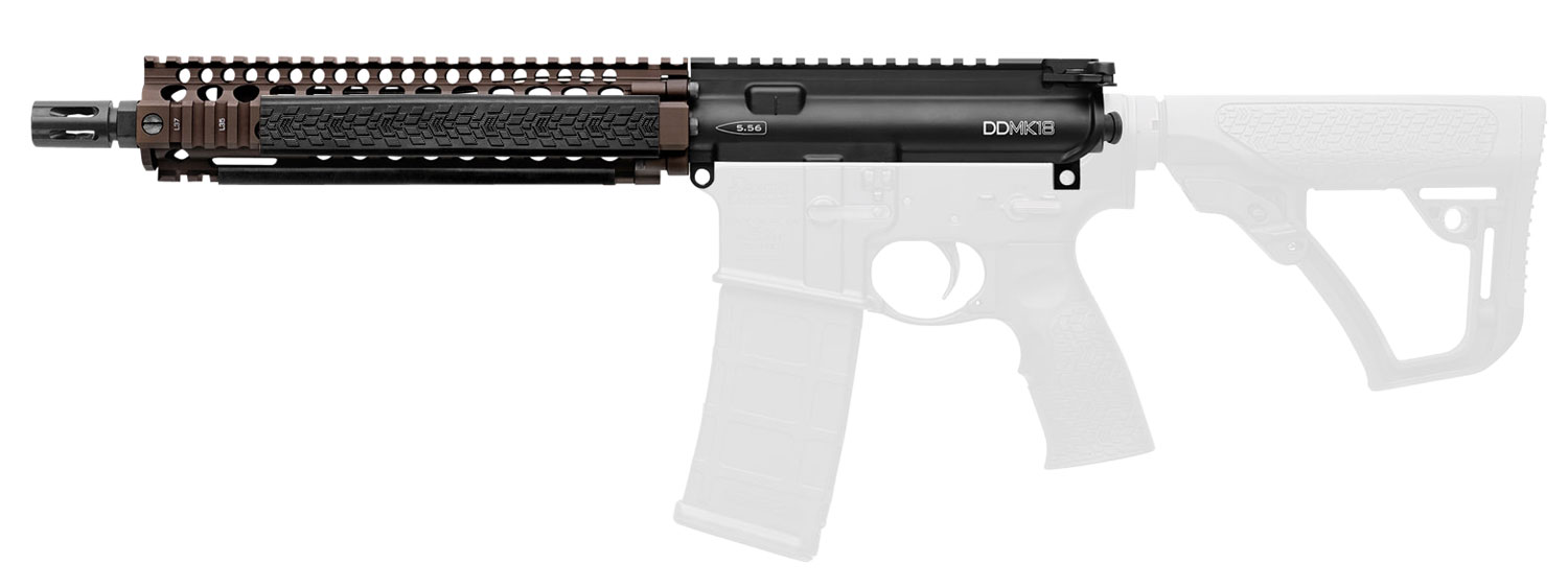 Daniel Defense 2300408013011 MK18 Upper Group 5.56x45mm NATO 10.30" Black Phosphate Barrel, 7075-T6 Aluminum Black Anodized Receiver, Flat Dark Earth DD RISII MK18 Handguard for AR-15