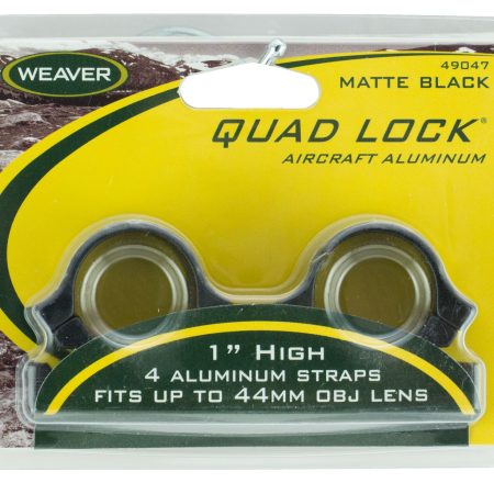 Weaver Mounts 49047 Quad Lock Detachable Rings  Matte Black 1" High