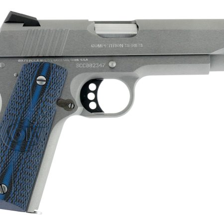 Colt Mfg O1070CCS Competition Government 45 ACP 8+1 5" Stainless National Match Barrel, Serrated Slide & Frame w/Beavertail, Checkered Blue G10 Grip, Ambidextrous