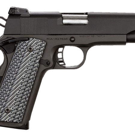 Rock Island 51487 Rock Ultra MS 45 ACP Caliber with 4.25" Barrel, 8+1 Capacity, Overall Black Parkerized Finish Steel, Beavertail Frame, Serrated Slide & Black/Gray G10 Grip