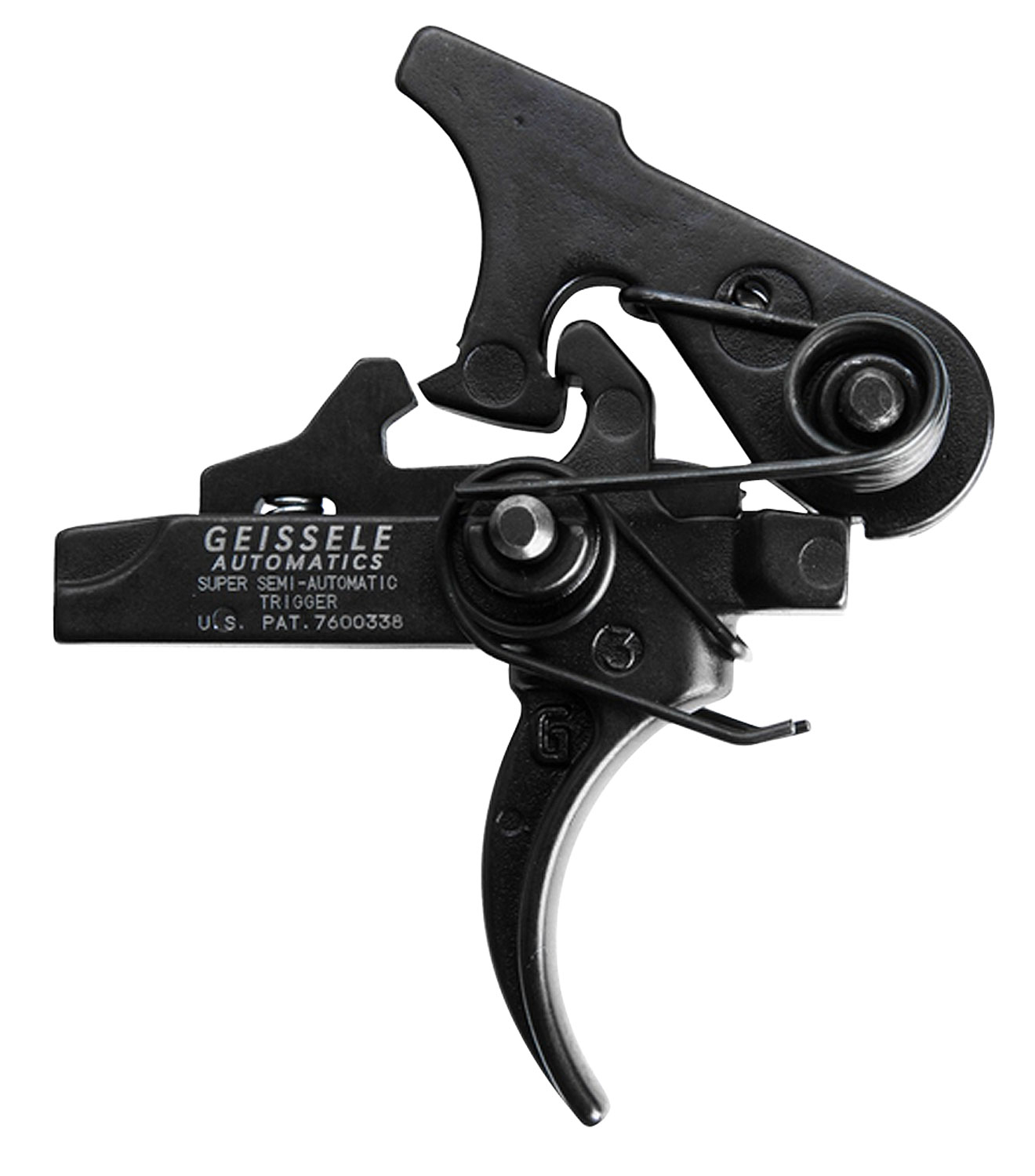 Geissele Automatics 05101 SSA Two-Stage Curved Trigger with 4.25-4.75 lbs Draw Weight & Black Oxide Finish for AR-Platform
