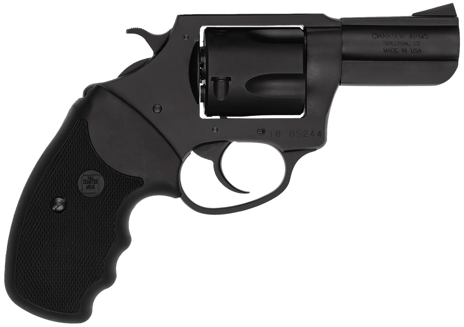 Charter Arms 14420 Bulldog Large Frame 44 S&W Spl 5 Shot 2.50" Black Stainless Steel Barrel, Cylinder & Frame, Black Finger Grooved Rubber Grip, Exposed Hammer