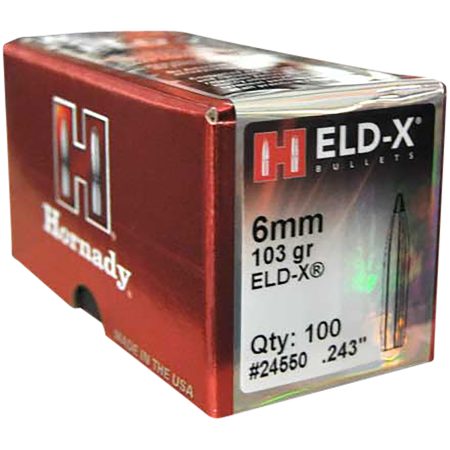 Hornady 24550 ELD-X 6mm .243 103 gr Extremely Low Drag eXpanding 100 Per Box/ 25 Case