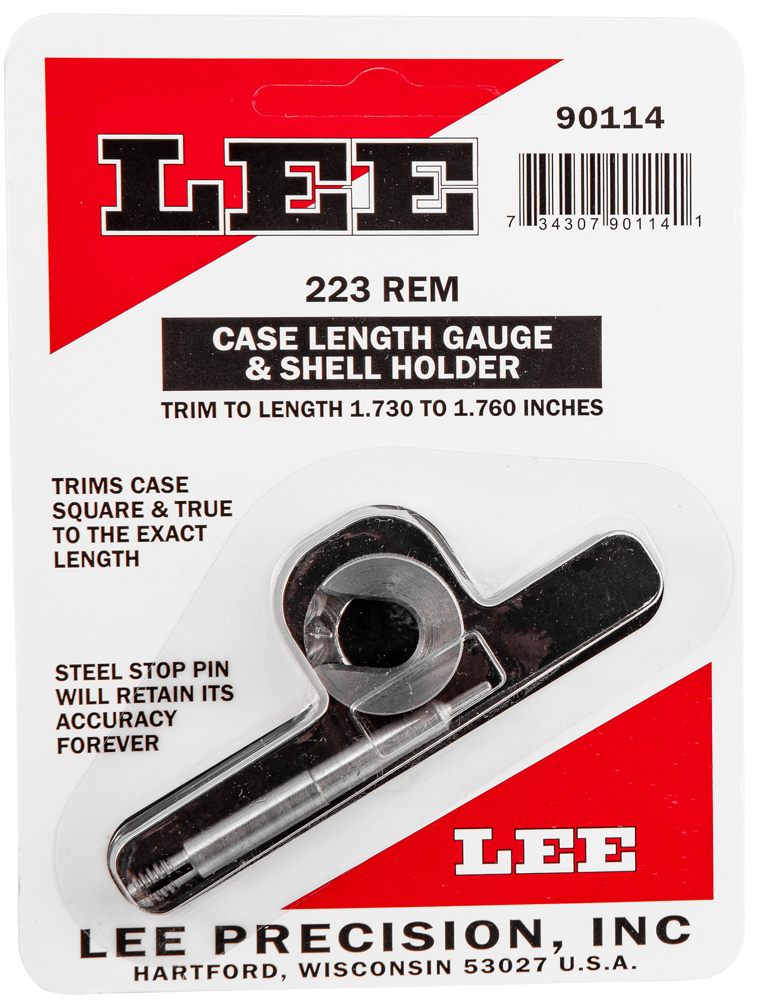 Lee Precision 90114 Case Length Gauge 223 Rem Steel Works With Cutter/Lock Stud Includes Shell Holder