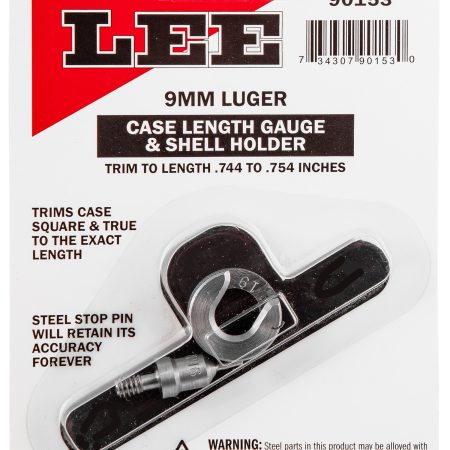Lee Precision 90153 Case Length Gauge 9mm Luger Steel Works With Cutter/Lock Stud Includes Shell Holder