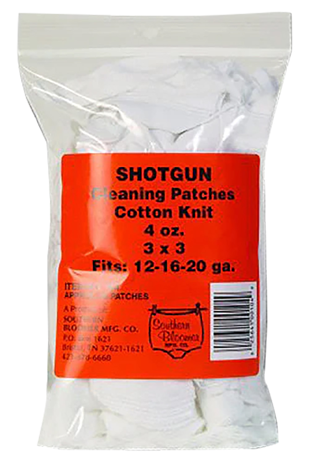 Southern Bloomer 104 Cleaning Patches 12/16/20 Gauge Shotgun Cotton 85/Bag