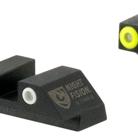 Night Fision GLK001003YGW Tritium Night Sights For Glock  Green Tritium Yellow Outline Front Sight- Green Tritium White Outline Rear Sight Glock 17/17L/19/22
