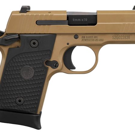 Sig Sauer 9389ESCPNAMBI P938 Micro-Compact Emperor Scorpion 9mm Luger 3.50" 6+1 & 7+1 Flat Dark Earth PVD Flat Dark Earth Stainless Steel Black Hogue G10 Piranha Grip
