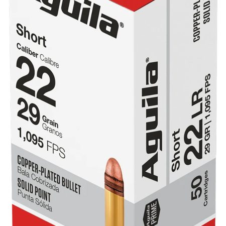 Aguila 1B220110 Super Extra High Velocity 22Short 29gr Copper Plated Solid Point 50 Per Box/20 Case