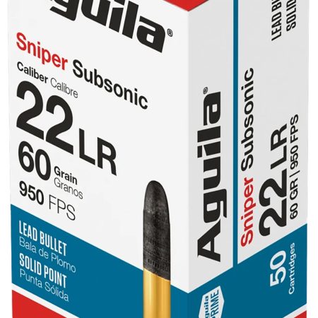 Aguila 1B220112 Sniper Subsonic  22LR 60gr Lead Solid Point 50 Per Box/20 Case