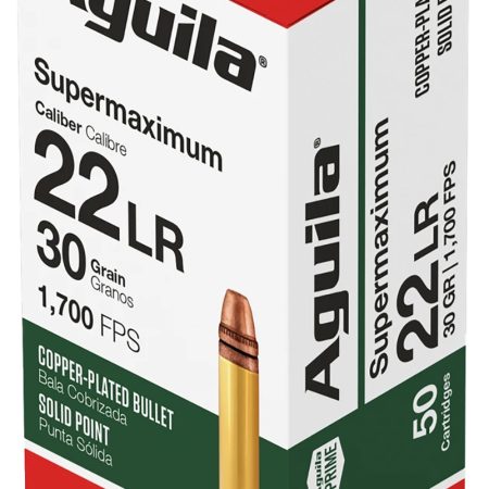 Aguila 1B220298 Supermaximum  22LR 30gr Copper Plated Solid Point 50 Per Box/20 Case