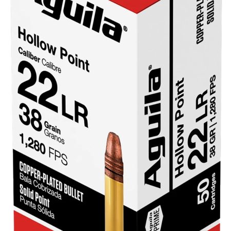 Aguila 1B220335 Super Extra High Velocity 22LR 38gr Copper Plated Hollow Point 50 Per Box/40 Case