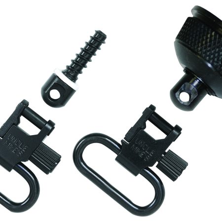 Uncle Mike's 18002 Mag Cap Swivel Set made of Steel with Blued Finish, 1" Loop Size & Quick Detach Style for 12 Gauge Remington 870 Express with Wood Stock Includes Two Super Swivels