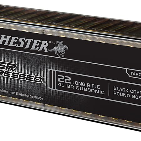 Winchester Ammo SUP22LR Super Suppressed  22LR 45gr Black Copper Plated Round Nose 100 Per Box/20 Case