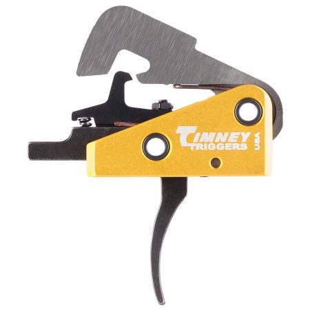 Timney Triggers 670 Competition Trigger  Single-Stage Curved Trigger with 4 lbs Draw Weight & Black/Gold Finish for AR-10