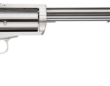 Magnum Research BFR4570 BFR Long Cylinder Large Frame 45-70 Gov 5 Shot, 10" Brushed Stainless Steel Barrel, Cylinder & Frame, Black Rubber Grip, Exposed Hammer