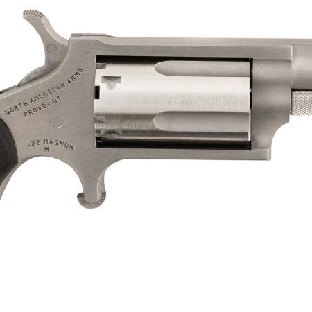 North American Arms 22MGRCHSS Mini-Revolver Carry Combo Sports South Exclusive 22 WMR 5 Shot 1.63" Stainless Steel Barrel, Frame & Cylinder, Black Rubber Grip, Exposed Hammer, Side Carry Holster