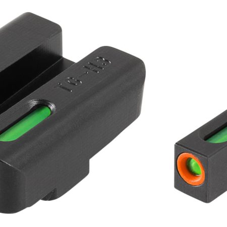 TruGlo TG13GL2PC TFX Pro  Black | Green Tritium & Fiber Optic Orange Outline Front Sight Green Tritium & Fiber Optic Rear Sight